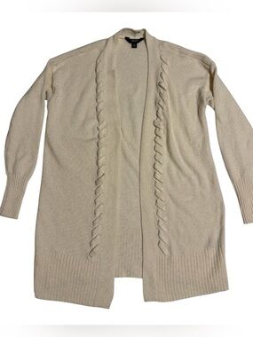 Simply Vera Vera Wang Open-Front Cable-Trim Cardigan - Beige/Cream